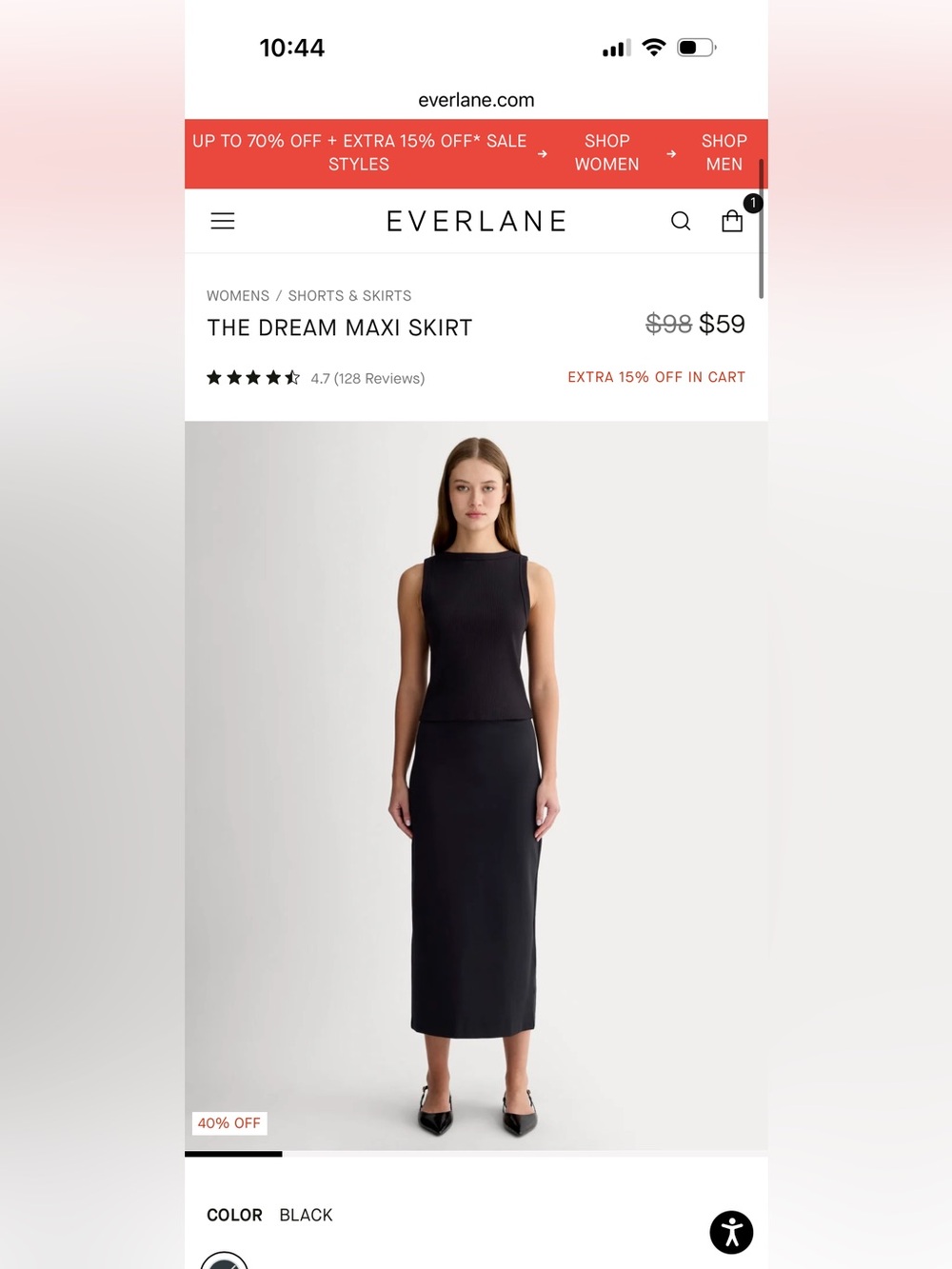Everlane xs dream maxi skirt in black